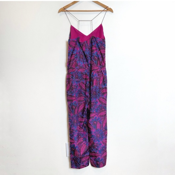 NEW J Crew Silk Jumpsuit Midnight Floral Elastic Waist Spaghetti Straps Size 6 - Picture 4 of 16